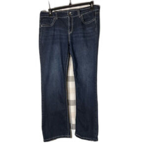 Nine West denim jeans bootcut contrast stitching bling on back pockets size 12